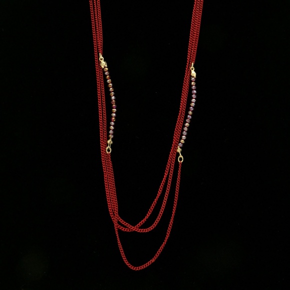 Express Layered-Necklace Red/Gold NWT - Picture 4 of 4